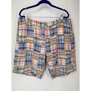 LL Bean Favorite Fit Madras Plaid Shorts Women's Size 20W Flat Front